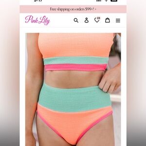 Pink lily colorblock 2 piece